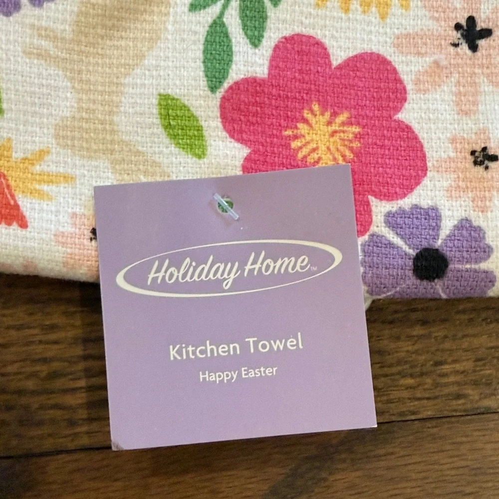 Happy Easter Floral Kitchen Towel